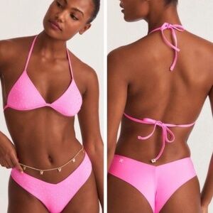 NWT Loveshackfancy X Hurly Rhinestone Fixed Bikini - Pink - X-Small - $155